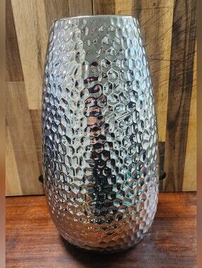 Beautiful Textured Silvertone Vase